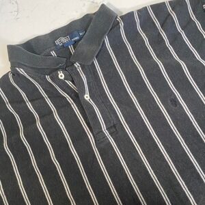 Polo Ralph Lauren Men's Striped Polo Shirt 3XL Black Grayl Stripe Pony Logo